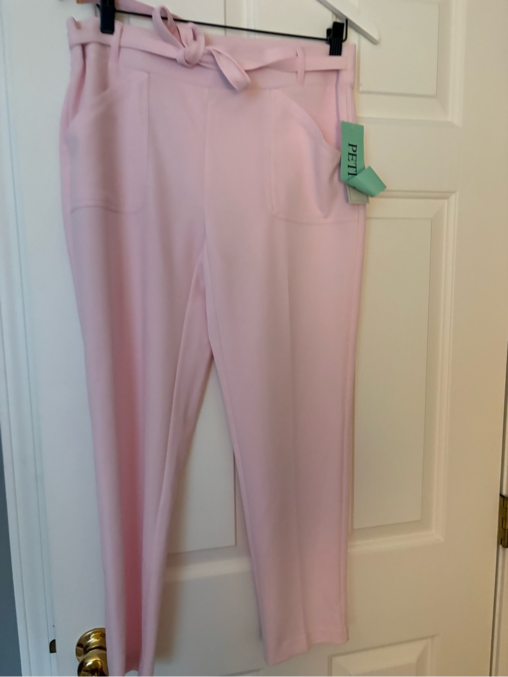 Petite Tie-Waist Pants in Soft Pink